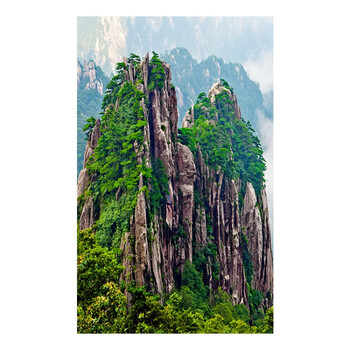黄山大山高山玄关装饰画有山无水靠山图办公室客厅墙贴壁挂画自粘