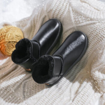 防水短筒加绒保暖棉鞋防滑冬季新款鞋子女学生韩版女鞋黑色偏小一码36