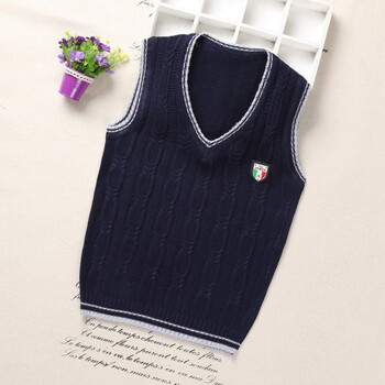 2021新男童马甲坎肩秋冬中大童装毛线儿童背心全针织毛衣舒适 灰色