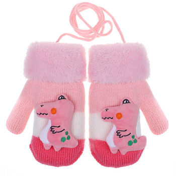 铂朗尼奥 儿童手套冬季 6至10岁儿童手套宝宝小女孩男童幼儿 恐龙手套