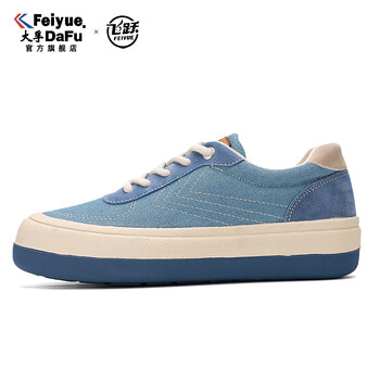 飞跃休闲低帮女鞋旗舰店牛仔布透气休闲板鞋馒头鞋帆布鞋 浅蓝 37