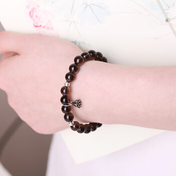 埃落芙(ailuofu)茶晶手链女茶水晶学生925莲蓬古风祈福幸运粉晶 莲蓬