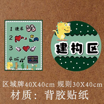幼儿园卡通恐龙主题墙环创布置装饰中小班进区规则区角牌墙贴 阅读区