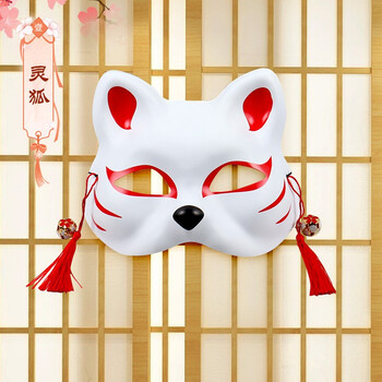 神明少女小狐狸面具儿童拍摄表演道具中国古风九尾狐日本日式汉服和风