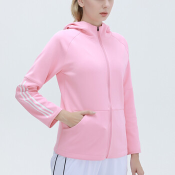 秋冬新款运动外套女健身外套长袖速干运动休闲外套宽松跑步外套粉色s