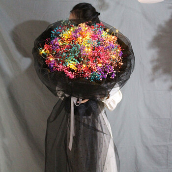 情人节满天星束大生日礼物包装女朋友闺蜜手捧网红创意值 混搭色满天