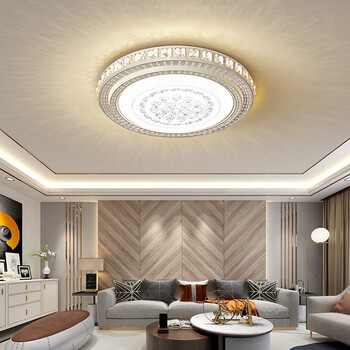 客厅灯方大气水晶灯大灯卧室灯具现代简约家用led长吸顶灯星空圆直径