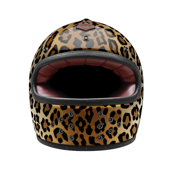 ruby头盔碳纤维越野摩托车复古经典leopard豹纹系列 全盔 巴博狮 xl