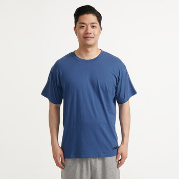 宜而爽男装圆领短袖t恤纯色休闲棉质打底上衣21年夏季新款ca25普蓝