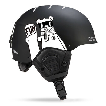 一体儿童滑雪帽头盔帽套装备护具全套全盔安全帽专业单板双板保 北极