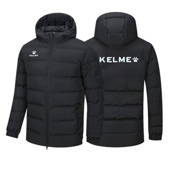 卡尔美kelmekele支持定制加厚冬季卡尔棉服外套训练运动保暖黑色棉衣