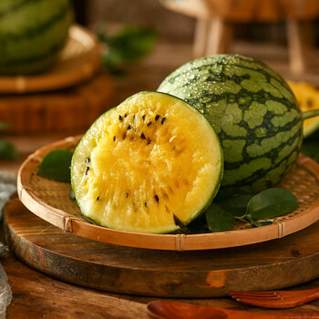 富硒仁风小西瓜黄心西瓜薄皮黄瓤甜瓜小兰型礼品瓜时令新鲜水果山东