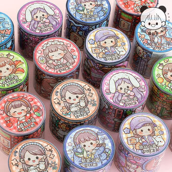 提拉多多多酱穿搭pet胶带咕卡咕砖贴纸手帐胶带diy防水可爱人物卡通手