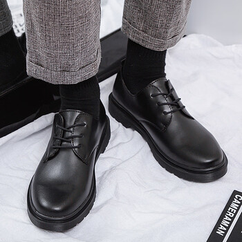 杰豪男鞋黑色48码秋季鞋子男士休闲皮鞋加大号46商务正装西装结婚亮黑