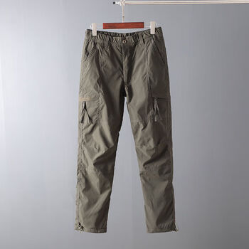 为知树德国冬季户外冲锋裤加绒加厚多口袋防风徒步登山滑雪裤男绿色加