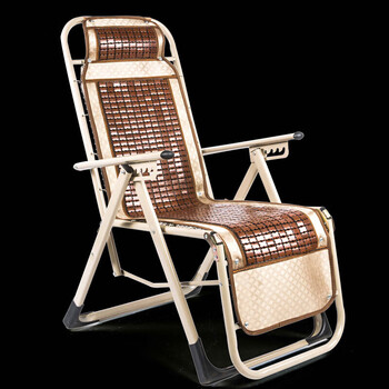 椅沙滩家用午休办公室靠椅睡椅懒人睡觉休闲可躺椅子 白管麻将躺椅