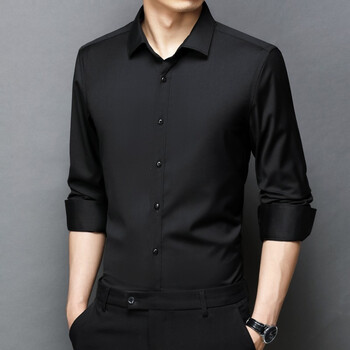 梵仕博特长袖衬衫男士秋季时尚韩版商务衬衫休闲竹纤维衬衣长袖条纹