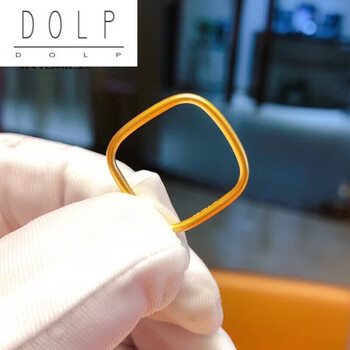 老凤凰现货黄金小方戒子999足金方形戒指素圈情侣戒指一对正方戒圈