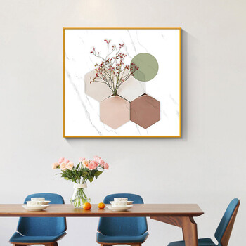 瓷餐桌挂画客厅沙发背景墙装饰画正方形组合装饰艺术油画花艺013232cm