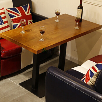 实木酒吧西餐厅甜品店圆桌方桌咖啡厅奶茶店桌子餐饮店桌瓷砖桌面 f款