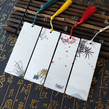 igiftfire 书签 古风水墨国画书签纸质创意中国风古典花鸟山水带流苏