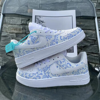 耐克顿官方旗舰店ak1骨白冰蓝空军一号板鞋青花瓷休闲低帮男鞋搭运动