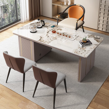 穗驰家具(suichi)轻奢岩板茶桌椅组合家用套装一体阳台泡茶台茶台桌