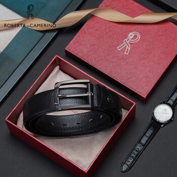 诺贝达皮带男针扣腰带真牛皮简约耐用时尚男式商务男裤带男款 黑色