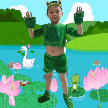服装青蛙表演服幼儿园小朋友节日活动小蝌蚪找妈妈演出服男款100cm
