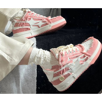 killwinner牛仔破碎流星系列潮牌低帮板鞋粉色粉色升级版