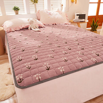 珊瑚绒床垫纯色牛奶绒床垫垫褥软垫卧室家用珊瑚法兰绒床褥子毯垫被