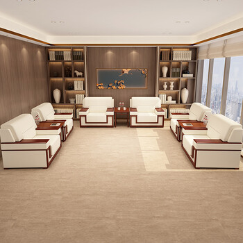 名驿办公沙发商务会客会议室洽谈贵宾接待办公室布艺皮沙发茶几组合