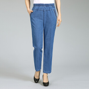 四十五十岁女式高腰牛仔裤女夏款中年人夏天穿的九分春夏宽松胖中年