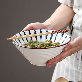 8英寸斗笠碗家用陶瓷大号汤碗日式沙拉面碗创意釉下彩餐具泡面碗