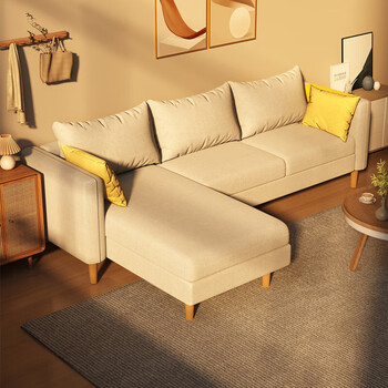 现代简约客厅布艺沙发小户型公寓转角贵妃位沙发民宿卧室沙发 羊绒灰