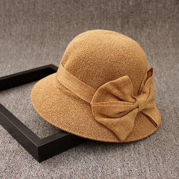 新款帽子遮阳帽春夏季女士亚麻凉帽时尚甜美可爱小礼帽潮冒子 定型