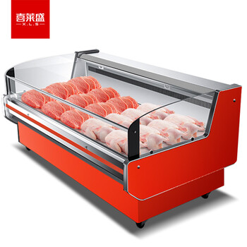 喜莱盛商用鲜肉展示柜冷藏卧式冰柜风冷 猪肉生鲜海鲜肉类保鲜柜熟食