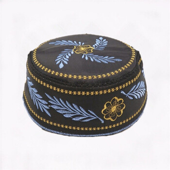 欧瑾民族风帽子男士回族包头帽民族帽绣花帽子圆帽男帽回民帽子 款四 