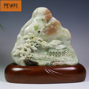 阿伯拉独山玉摆件意境山水一帆风顺玉雕玉器摆件工厂直供 01步步升级