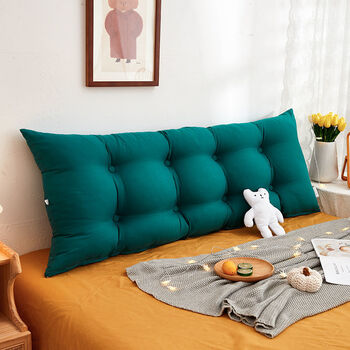 简约现代床头靠垫纯色床上靠枕大靠背可拆洗靠背垫网红款长条抱枕墨绿