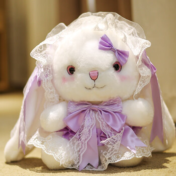 ins洛丽塔小兔子玩偶可爱少女心蕾丝兔毛绒娃娃抱枕公仔女生睡觉 紫色