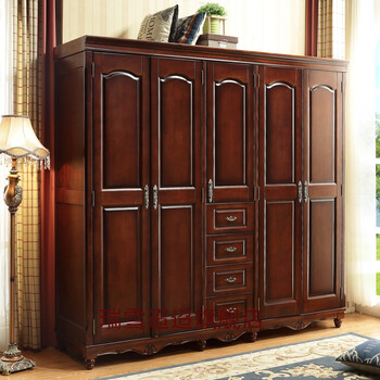 木头衣柜 衣柜实木实木衣柜美式全实木大衣柜卧室乡村复古轻奢原木