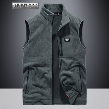 jeep吉普马甲男春秋季新款男士抓绒衣多口袋户外钓鱼马夹休闲舒适潮流