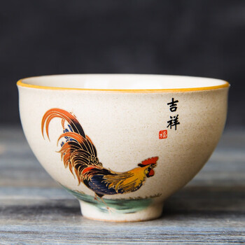 公鸡主人杯陶瓷公鸡品茗杯大杯个人杯手绘家用泡茶杯主人杯粗陶功夫