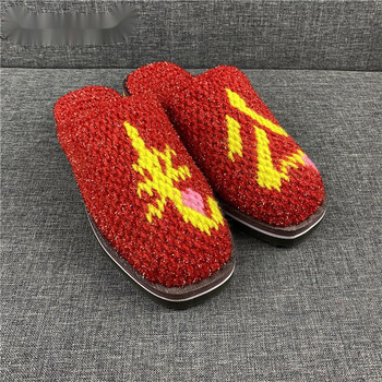 婚嫁拖鞋居家家居鞋毛线鞋勾毛线鞋情侣手工鞋 老公 36-37合适34-35脚