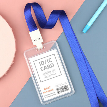 婕染 双面透明工作牌挂套工作证件卡带挂绳胸卡套厂牌工卡套员工卡