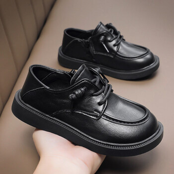 男生演出黑皮鞋中小学生男孩礼服皮鞋男童软底表演黑色小英伦儿童鞋