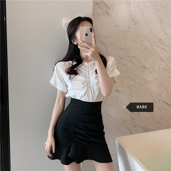 女生穿jk制服裙子夏季新款时尚名媛风气质鱼尾包臀半身裙韩版纯色百搭
