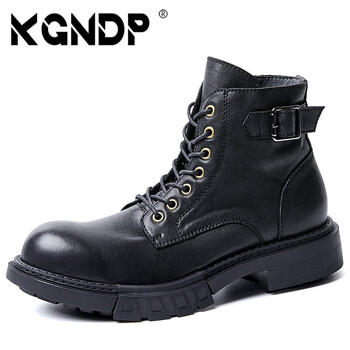 鞋靴>流行男鞋>男靴>男士马丁靴>kgndp>kgndp大头厚底牛皮短靴男士