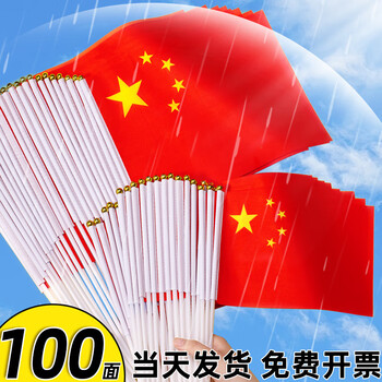 山杉 国旗五星红旗小国旗手摇旗7号8号中国手挥小旗帜带杆国庆布置